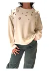 Please Crewneck Sweatshirt With Applied Gems Woman  In Animal Print