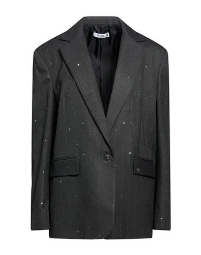 Please N8 Woman Blazer Grey Size M Polyester, Viscose, Elastane In Black