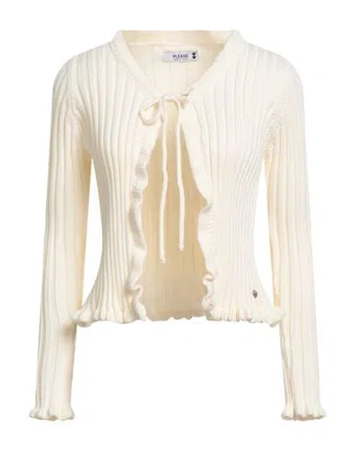 Please N8 Woman Cardigan Cream Size Onesize Viscose, Polyester, Polyamide In White