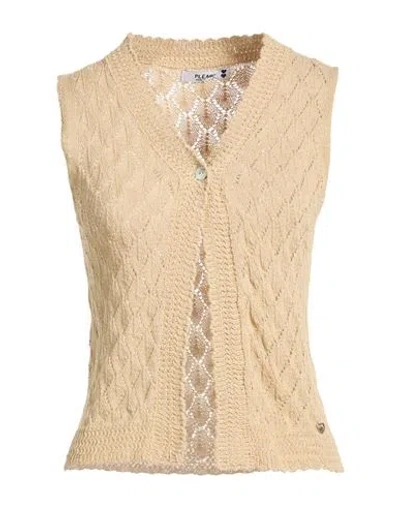 Please N8 Woman Cardigan Sand Size Onesize Cotton, Acrylic In Beige