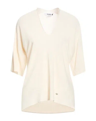 Please N8 Woman Sweater Cream Size Onesize Viscose, Polyester In Neutral