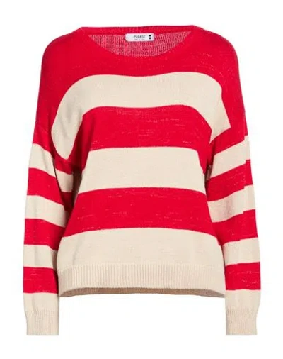 Please N8 Woman Sweater Red Size Onesize Polyacrylic, Cotton, Polyester