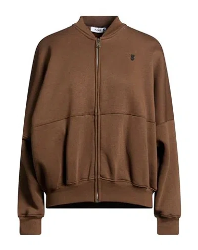 Please N8 Woman Sweatshirt Dark Brown Size S Cotton, Polyester