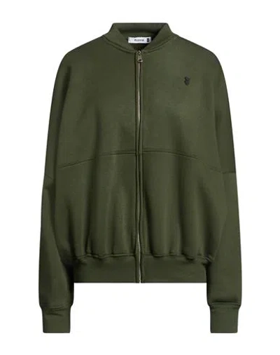 Please N8 Woman Sweatshirt Military Green Size M Cotton, Polyester