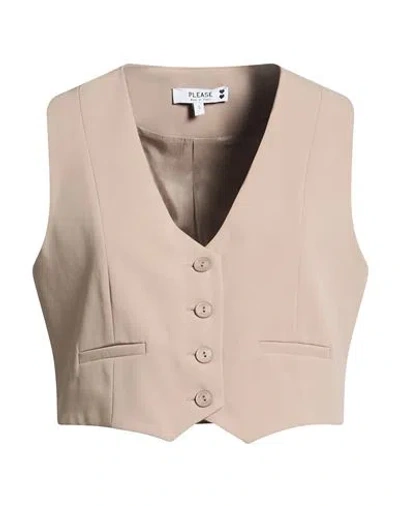 Please N8 Woman Tailored Vest Taupe Size S Polyester In Brown