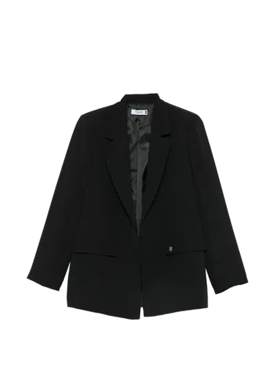 Please Notched-lapel Flap-pocket Blazer In Black