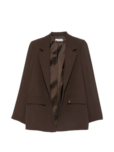 Please Notched-lapels Flap-pockets Blazer In Brown