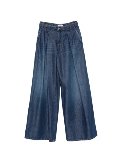 Please Pleated Wide-leg Jeans In Blue