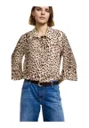 Please Shirt 3/4 Animal Print With Classic Collar Woman  In Brown
