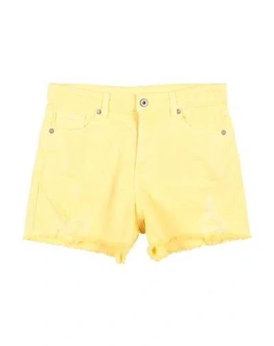 Please Babies'  Toddler Girl Denim Shorts Yellow Size 6 Cotton, Elastane