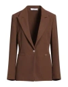 Please Woman Blazer Chocolate Brown Size M Polyester, Elastane