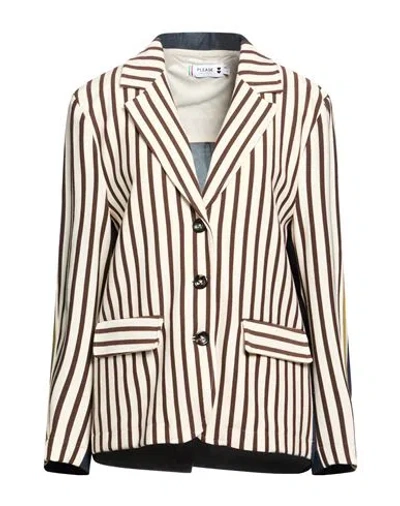 Please Woman Blazer Cream Size S Polyester, Cotton, Elastane, Lyocell In Multi