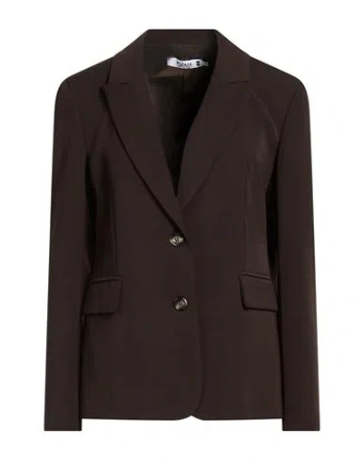 Please Woman Blazer Dark Brown Size L Polyester