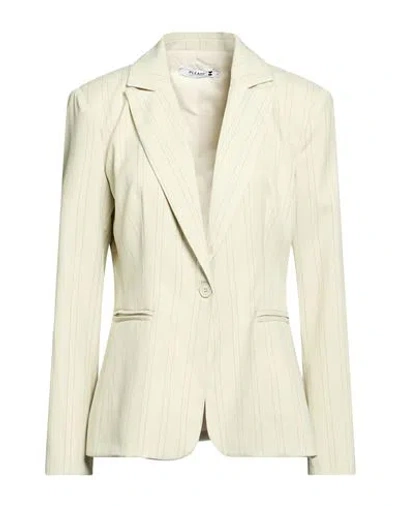 Please Woman Blazer Light Green Size M Polyester, Viscose, Metal Fiber, Elastane In White
