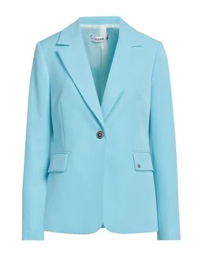 Please Woman Blazer Sky Blue Size M Polyester, Elastane
