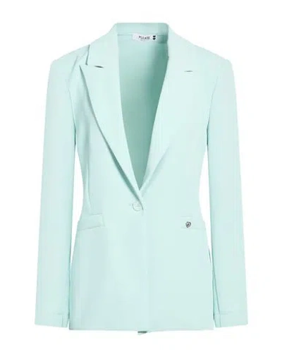 Please Woman Blazer Turquoise Size M Polyester, Elastane In Blue