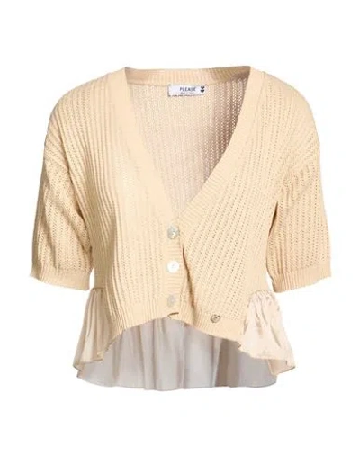 Please Woman Cardigan Beige Size Onesize Cotton, Polyacrylic In Neutral