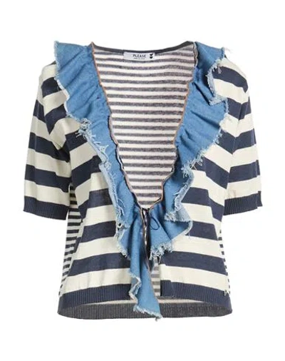 Please Woman Cardigan Blue Size Onesize Cotton, Polyacrylic