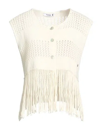 Please Woman Cardigan Cream Size Onesize Cotton, Polyacrylic In Neutral