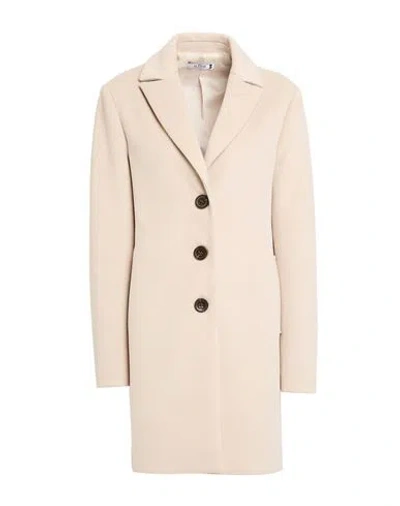 Please Woman Coat Beige Size M Polyester, Viscose, Elastane