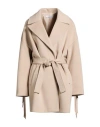 Please Woman Coat Beige Size M Polyester, Viscose, Elastane In Neutral