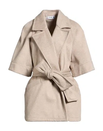 Please Woman Coat Beige Size M Polyester, Viscose In Neutral