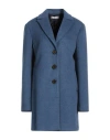 Please Woman Coat Blue Size M Polyester, Viscose, Elastane In Blue