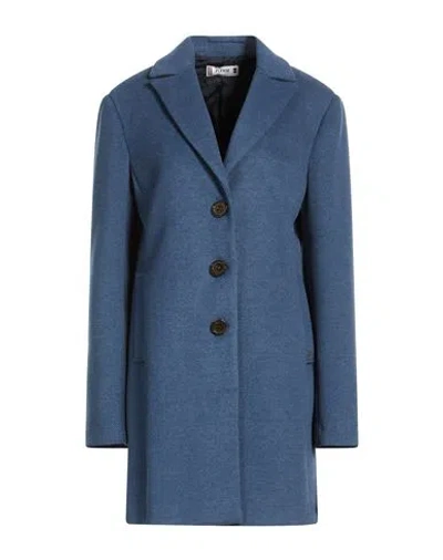 Please Woman Coat Blue Size M Polyester, Viscose, Elastane