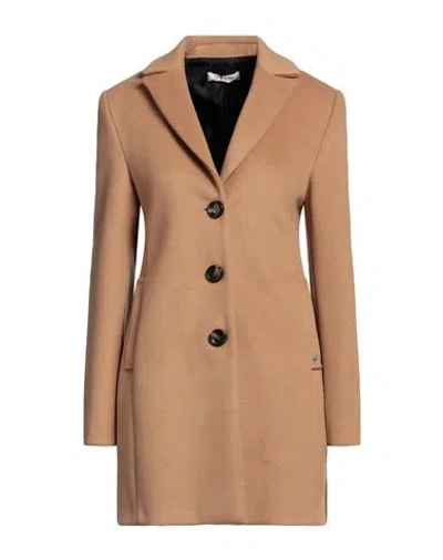 Please Woman Coat Camel Size M Polyester, Viscose, Elastane In Brown