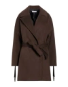 Please Woman Coat Chocolate Brown Size M Polyester, Viscose, Elastane