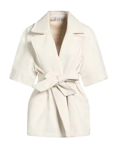 Please Woman Coat Off White Size L Polyester, Viscose In Neutral