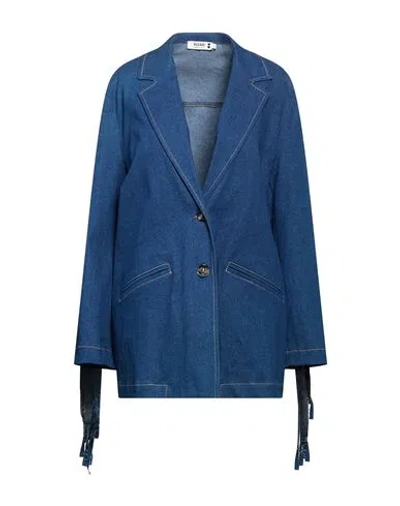 Please Woman Denim Outerwear Blue Size S Cotton, Elastane In Brown