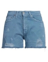 Please Woman Denim Shorts Blue Size S Cotton, Elastane In Blue