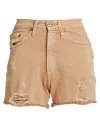 Please Woman Denim Shorts Camel Size Xs Cotton, Elastane In Sand