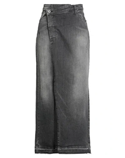 Please Woman Denim Skirt Black Size Xs Cotton, Elastane