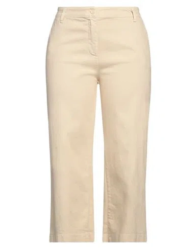 Please Woman Jeans Beige Size L Cotton, Elastane