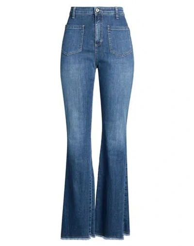 Please Woman Jeans Blue Size M Cotton, Elastane