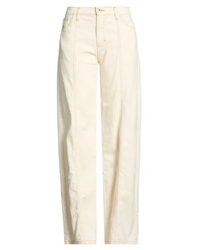 Please Woman Jeans Cream Size S Cotton, Elastane In White