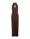 Please Woman Jumpsuit Dark Brown Size M Polyester, Elastane In Brown