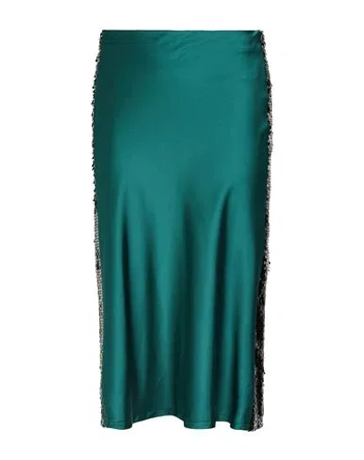 Please Woman Midi Skirt Dark Green Size Xs Polyester