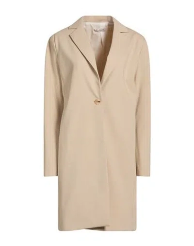 Please Woman Overcoat & Trench Coat Beige Size L Cotton, Polyamide, Elastane
