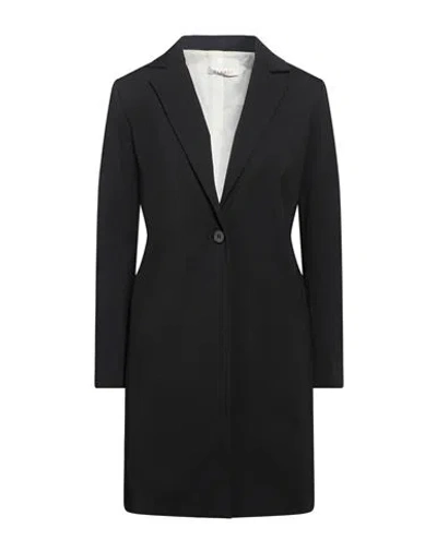 Please Woman Overcoat & Trench Coat Black Size S Cotton, Polyamide, Elastane
