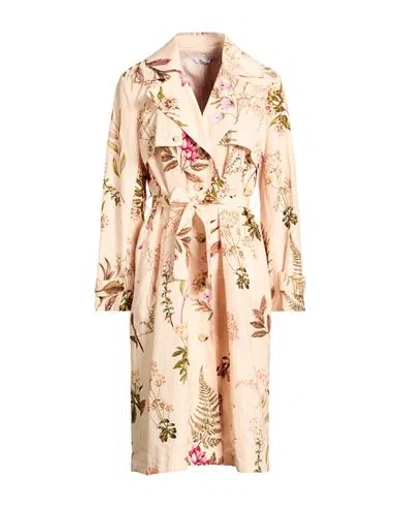 Please Woman Overcoat & Trench Coat Cream Size S Polyester In Pink