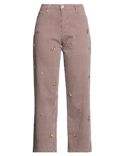 Please Woman Pants Brown Size S Cotton, Elastane
