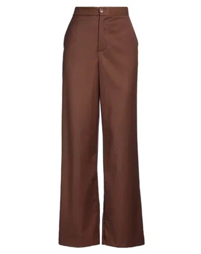 Please Woman Pants Brown Size S Polyester, Viscose, Elastane