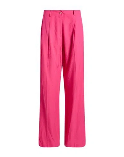 Please Woman Pants Fuchsia Size Xxs Viscose, Linen In Pink