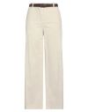 Please Woman Pants Ivory Size L Cotton, Modal, Elastane In Neutral