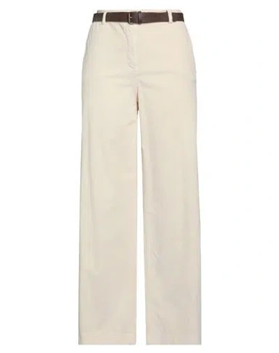 Please Woman Pants Ivory Size L Cotton, Modal, Elastane In White