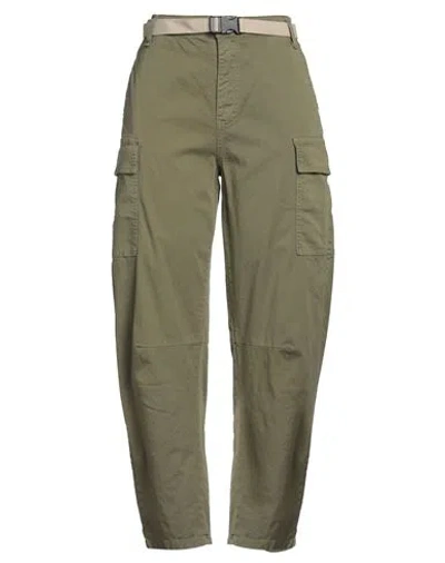 Please Woman Pants Military Green Size M Cotton, Elastane In Green