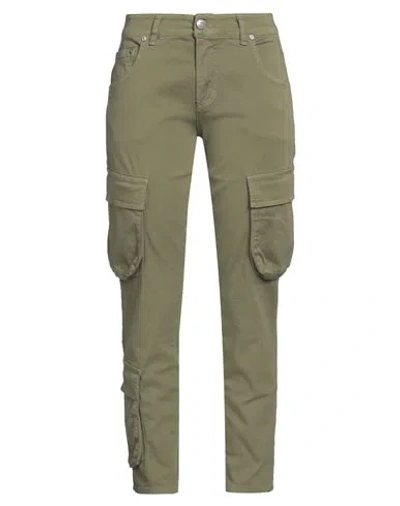 Please Woman Pants Military Green Size S Cotton, Polyester, Elastane